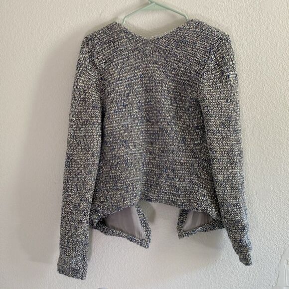 Theykins Theory Silver Metallic Long Sleeve Open Front Cardigan - Picture 7 of 10